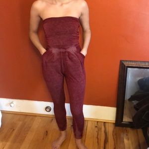 NanaMacs Strapless Jumpsuit Burgundy